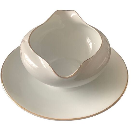 Vintage 1961 Kaysons Japan Fine China Golden Rhapsody Oval Gravy Boat Plate Clas - Picture 9 of 16